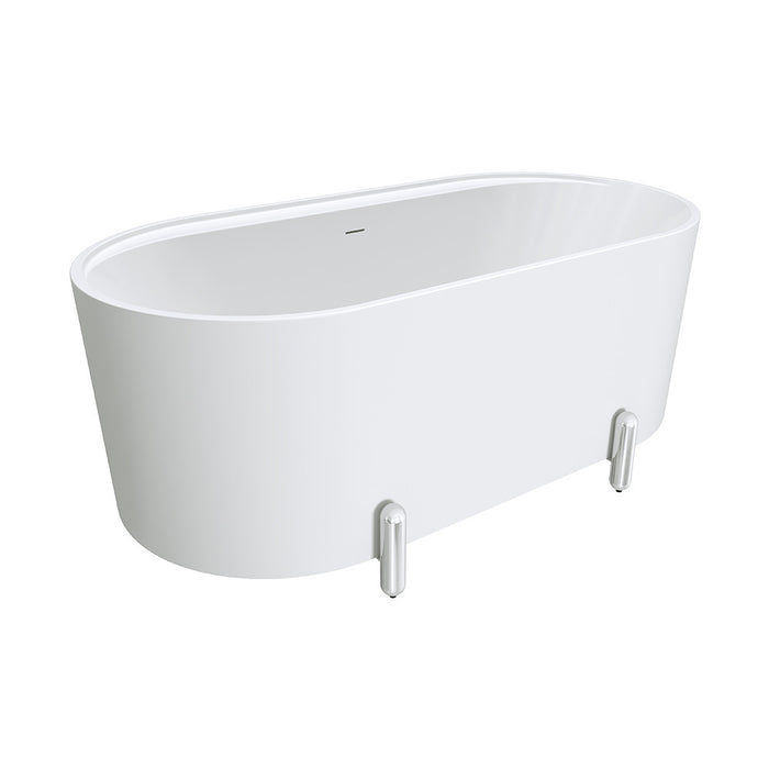 1500-1700*750*600mm Fienza Aluca Matt White Oval Acrylic With Overflow Freestanding Bathtub With Legs