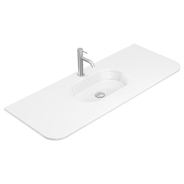 750-1500*465*135mm Fienza Lola Gloss/Matt White Full Depth Curved 0-3TH Ceramic Basin Top