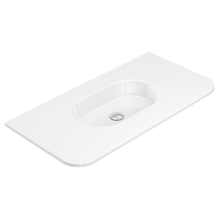 750-1500*465*135mm Fienza Lola Gloss/Matt White Full Depth Curved 0-3TH Ceramic Basin Top