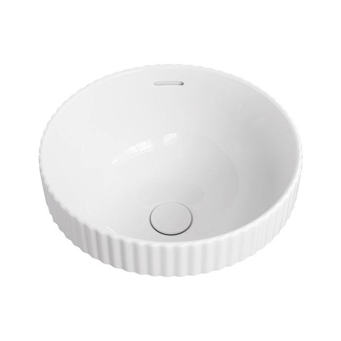 380*380*170mm Fienza Eleanor Gloss White Vitreous China Round Fluted Design Insert Basins