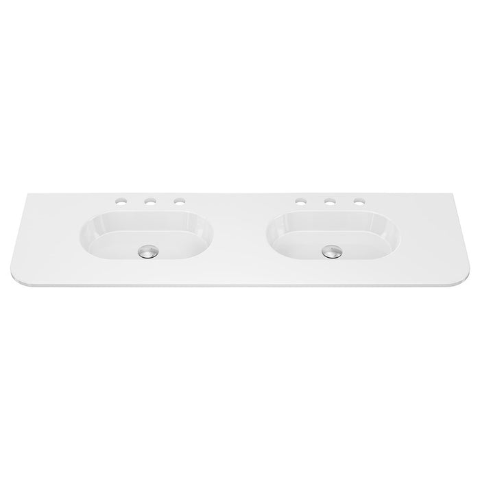 750-1500*465*135mm Fienza Lola Gloss/Matt White Full Depth Curved 0-3TH Ceramic Basin Top