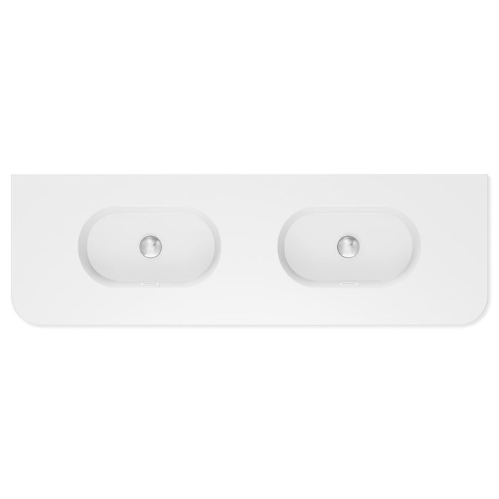 750-1500*465*135mm Fienza Lola Gloss/Matt White Full Depth Curved 0-3TH Ceramic Basin Top