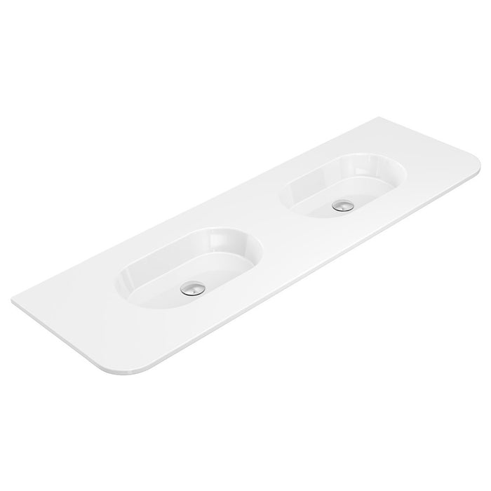 750-1500*465*135mm Fienza Lola Gloss/Matt White Full Depth Curved 0-3TH Ceramic Basin Top