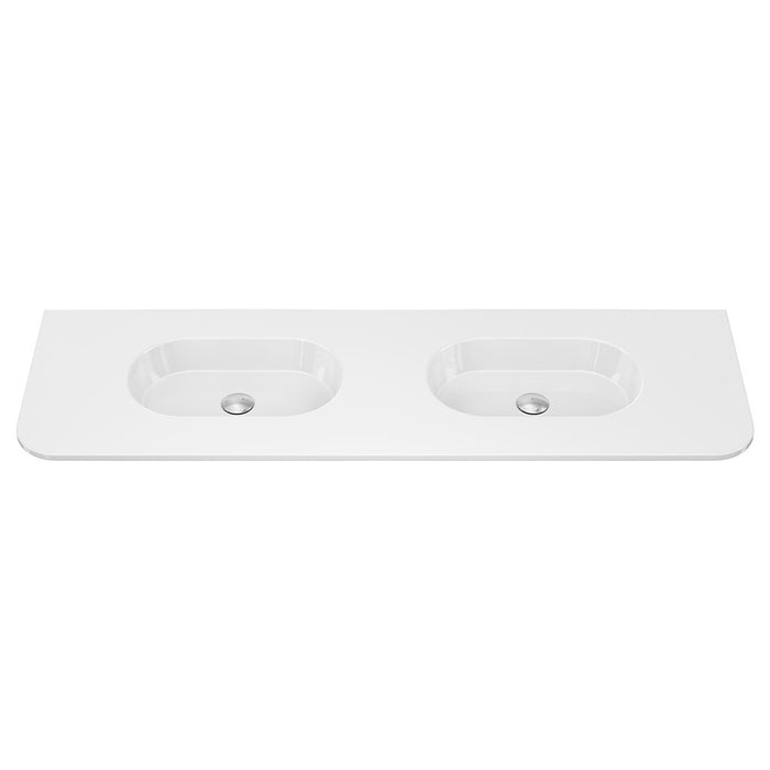 750-1500*465*135mm Fienza Lola Gloss/Matt White Full Depth Curved 0-3TH Ceramic Basin Top