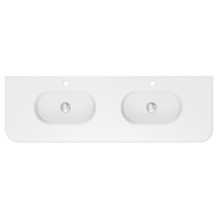 750-1500*465*135mm Fienza Lola Gloss/Matt White Full Depth Curved 0-3TH Ceramic Basin Top