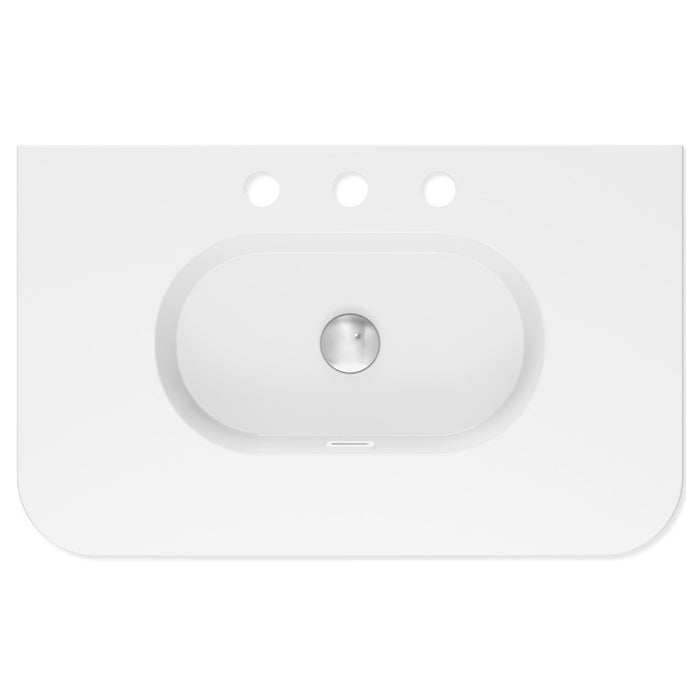 750-1500*465*135mm Fienza Lola Gloss/Matt White Full Depth Curved 0-3TH Ceramic Basin Top