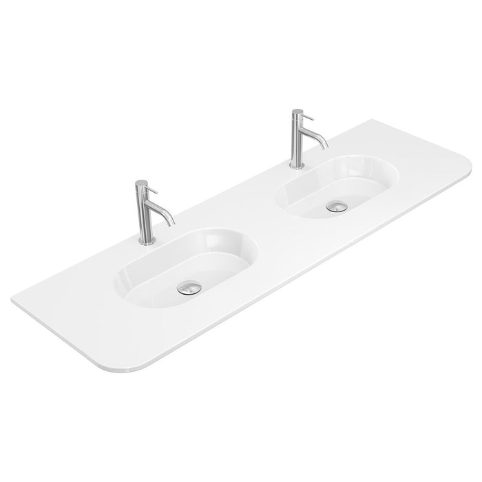 750-1500*465*135mm Fienza Lola Gloss/Matt White Full Depth Curved 0-3TH Ceramic Basin Top