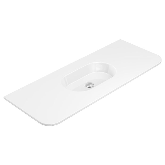 750-1500*465*135mm Fienza Lola Gloss/Matt White Full Depth Curved 0-3TH Ceramic Basin Top