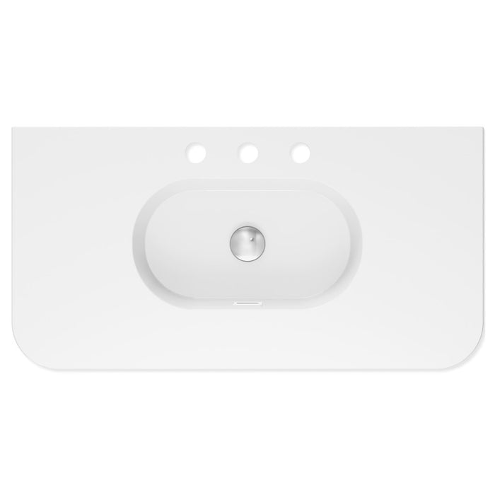 750-1500*465*135mm Fienza Lola Gloss/Matt White Full Depth Curved 0-3TH Ceramic Basin Top