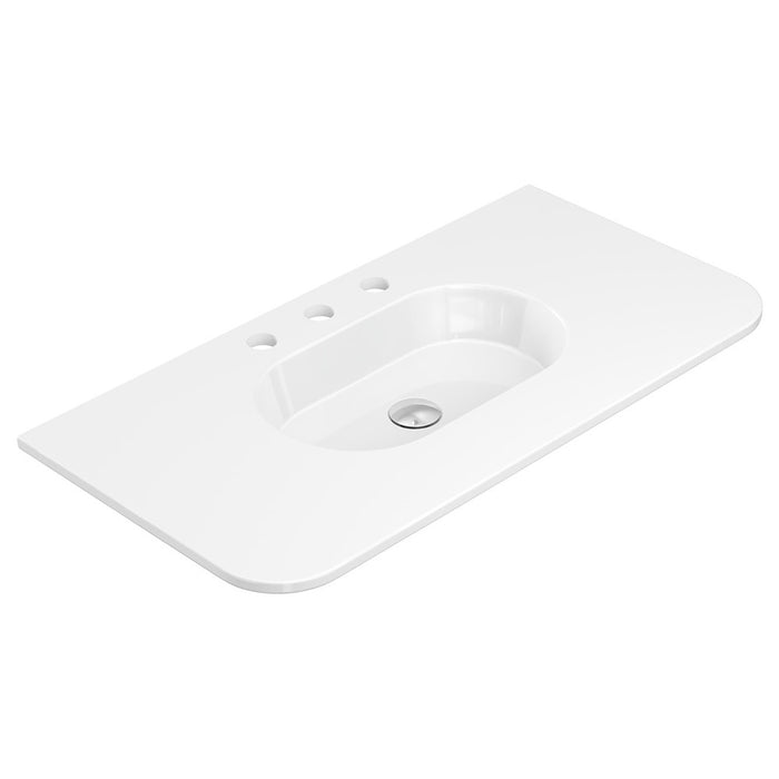 750-1500*465*135mm Fienza Lola Gloss/Matt White Full Depth Curved 0-3TH Ceramic Basin Top