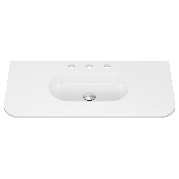 750-1500*465*135mm Fienza Lola Gloss/Matt White Full Depth Curved 0-3TH Ceramic Basin Top