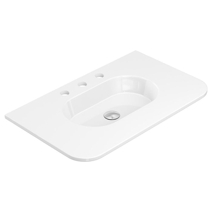 750-1500*465*135mm Fienza Lola Gloss/Matt White Full Depth Curved 0-3TH Ceramic Basin Top