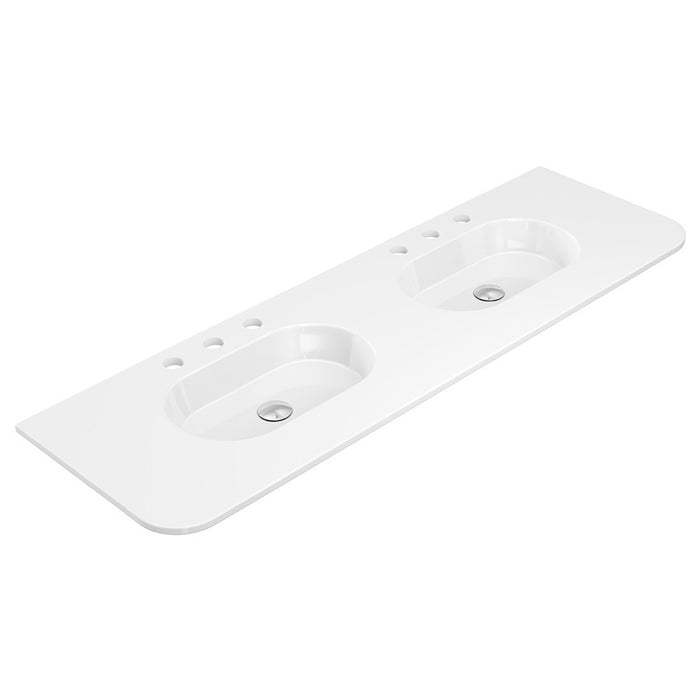 750-1500*465*135mm Fienza Lola Gloss/Matt White Full Depth Curved 0-3TH Ceramic Basin Top