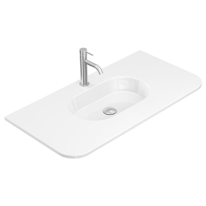 750-1500*465*135mm Fienza Lola Gloss/Matt White Full Depth Curved 0-3TH Ceramic Basin Top