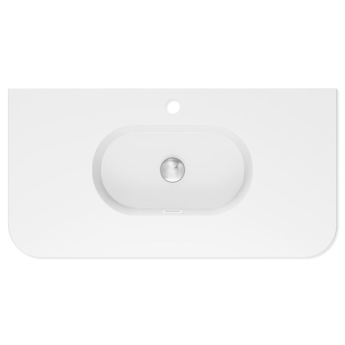 750-1500*465*135mm Fienza Lola Gloss/Matt White Full Depth Curved 0-3TH Ceramic Basin Top