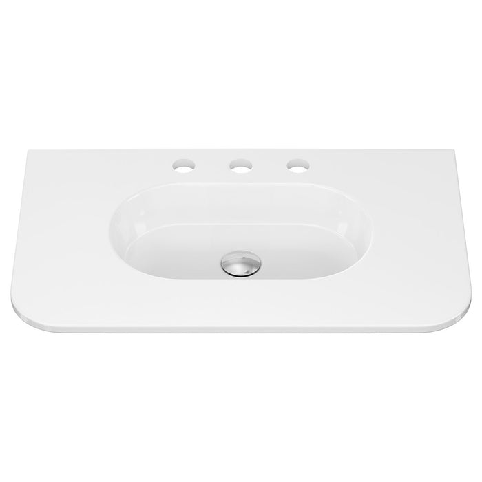 750-1500*465*135mm Fienza Lola Gloss/Matt White Full Depth Curved 0-3TH Ceramic Basin Top