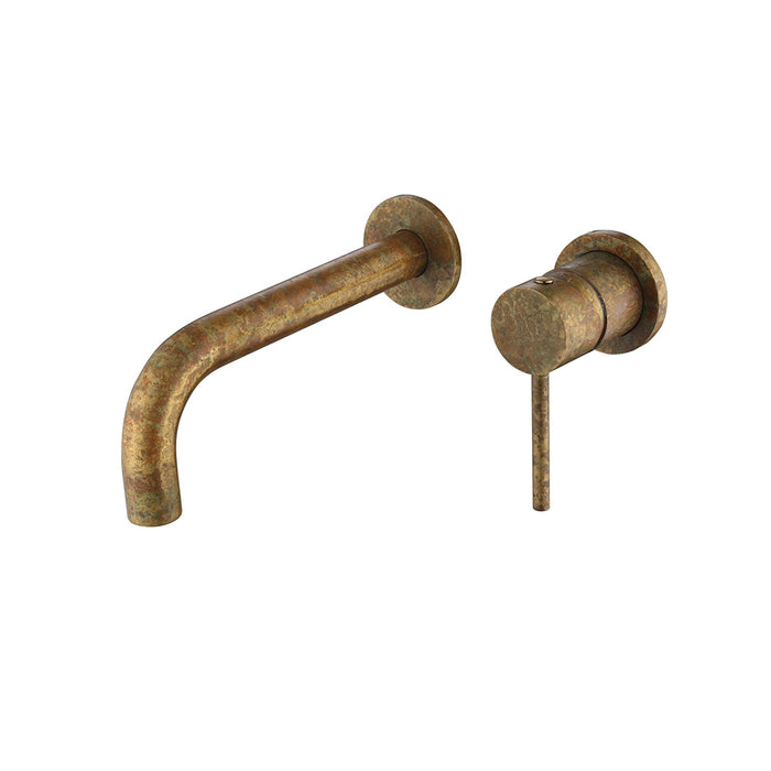 180mm Bella LVB Mica Living Brass Round Wall Basin/Bath Mixer/Cruved Wall-Spout Combo-2P - HD reno