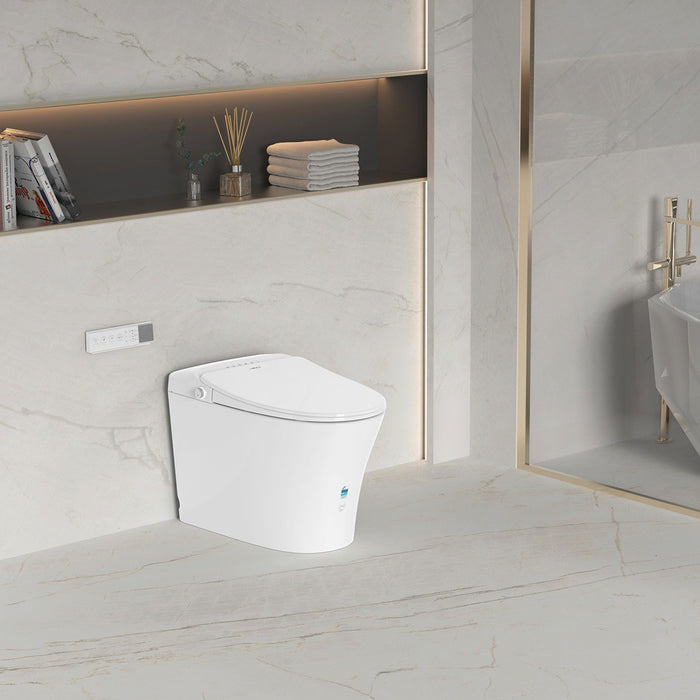 684*408*474mm Lukka Samos Gloss White Ceramic Super Siphonic Auto Open/Close Back To Wall Smart Toilet