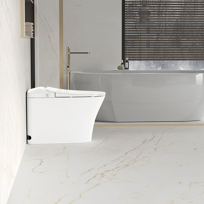 684*408*474mm Lukka Samos Gloss White Ceramic Super Siphonic Auto Open/Close Back To Wall Smart Toilet