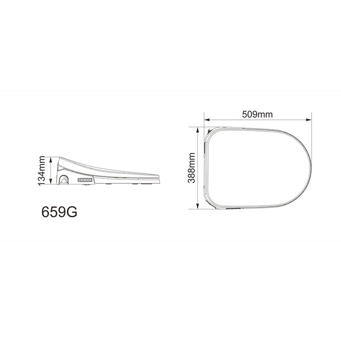 509*388*134mm Lukka Rocca Automatic Cover Open/Close Gloss White Smart Toilet Seat
