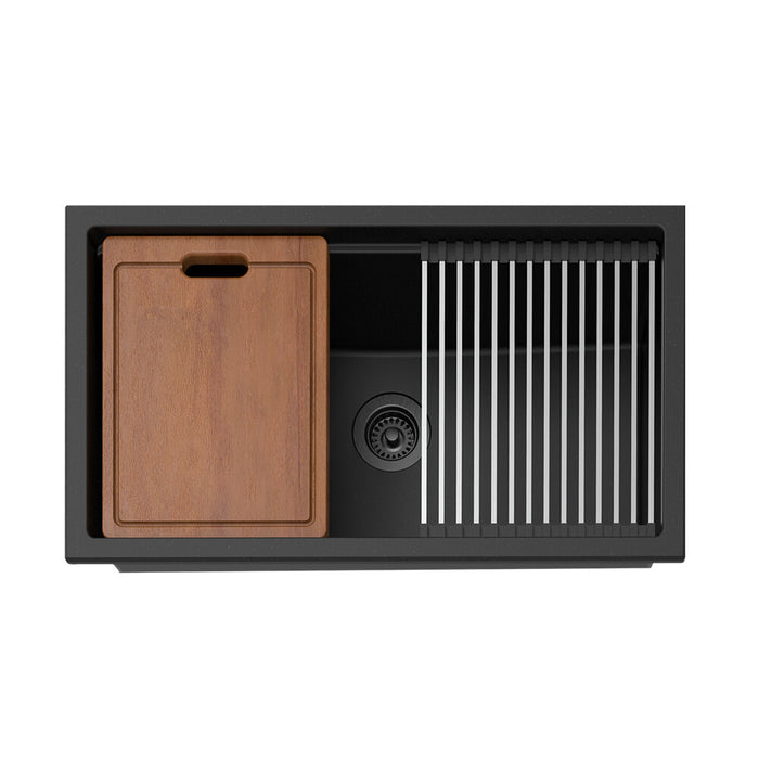 825*470*241mm Lukka Gabrio Matt Black/Artic White Granite Square Single/Double Bowls Work Station Sink
