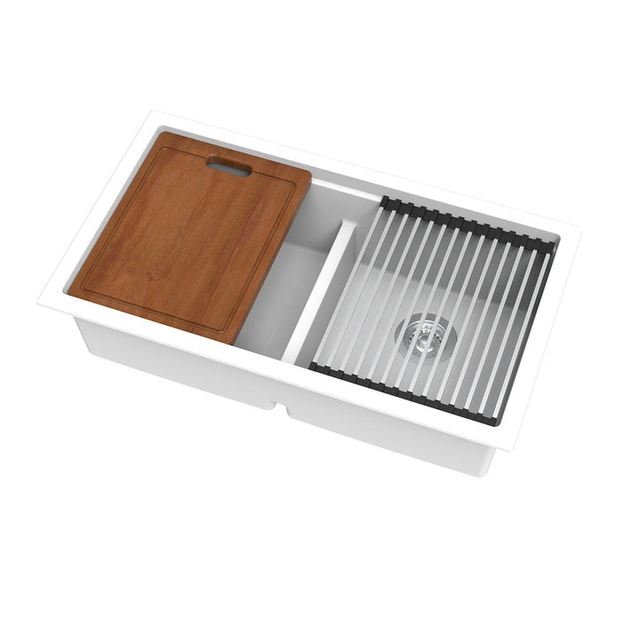 825*470*241mm Lukka Gabrio Matt Black/Artic White Granite Square Single/Double Bowls Work Station Sink