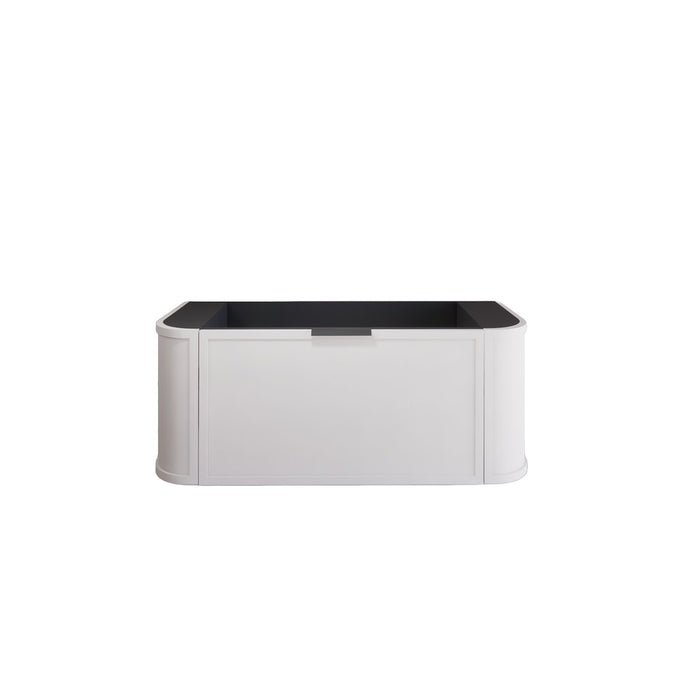 1200*450*450mm ABS Houston Matt White Plywood Curved Single Bowl Wall Hung Vanity with Front Pull-out Side Cabinets, No Side Clearance Needed