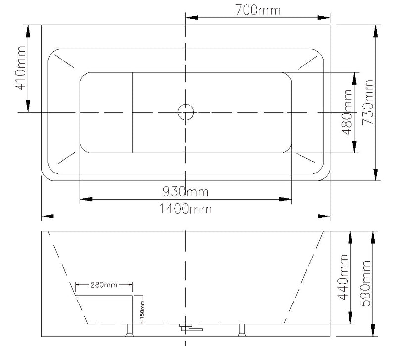 1400*730*580mm Amber Gloss White Acrylic With Built-In Seat Freestanding Bathtub
