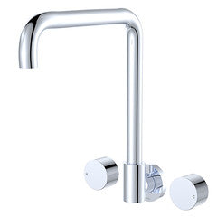 Fienza Kaya Squareline Round Taps Lead-Free Stainless Steel PVD Wall Mounted Tap Sets