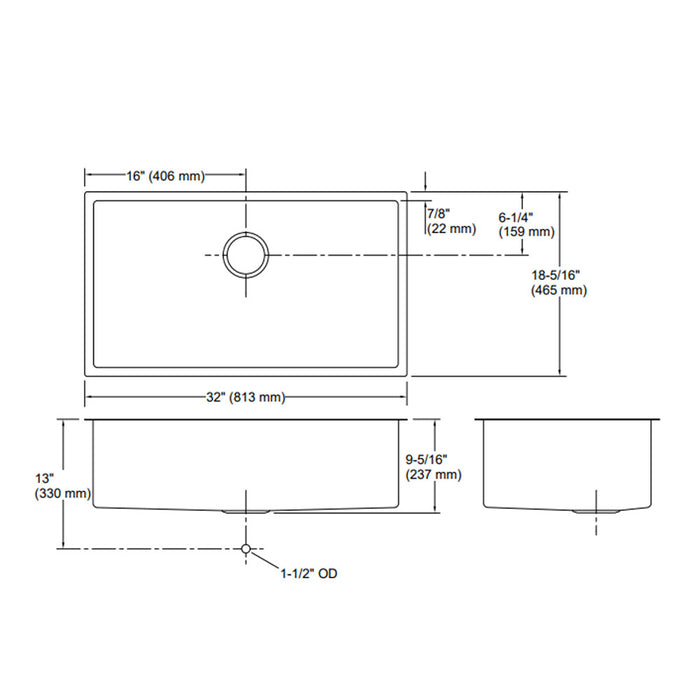 813*465*237mm Kohler Strive Stainless Steel Square Single Bowl Undermount With Accessories Kitchen Sink