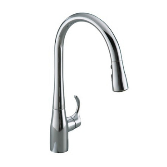 Kohler Simplice Chrome/Matt Black/Vibrant Brushed Steel Metal Construction Pull Down Kitchen Mixer