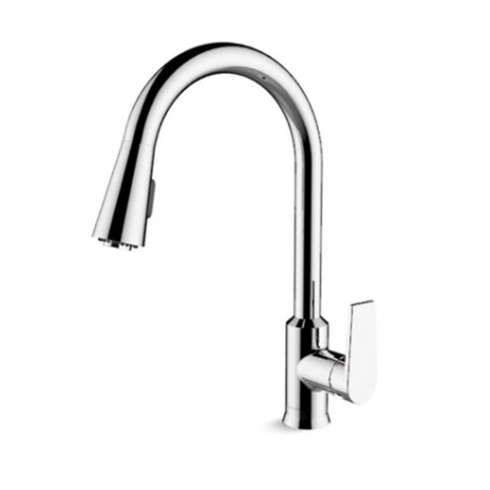Kohler Taut Chrome/Matt Black Metal Construction Pull Out Spray Kitchen Mixer