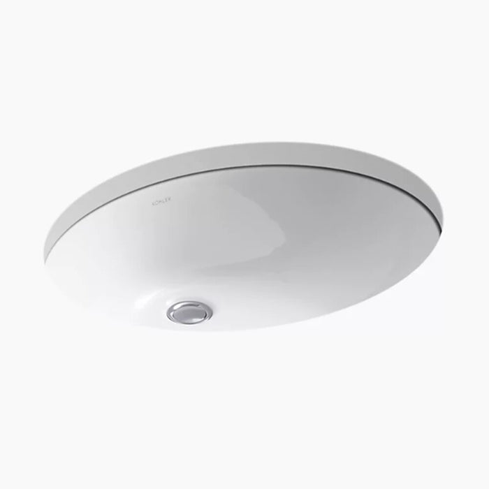 489*410*210mm Kohler Caxton Gloss White Ceramic Oval With Overflow Under-Mount Basins