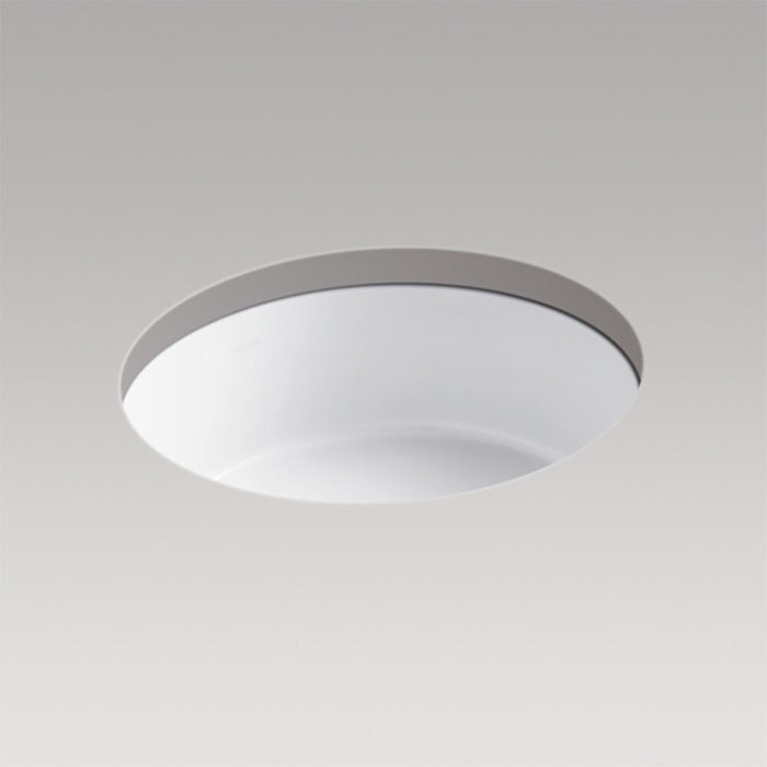 400*401*171mm Kohler Verticyl Gloss White Ceramic Round With Overflow Under-Mount Basins