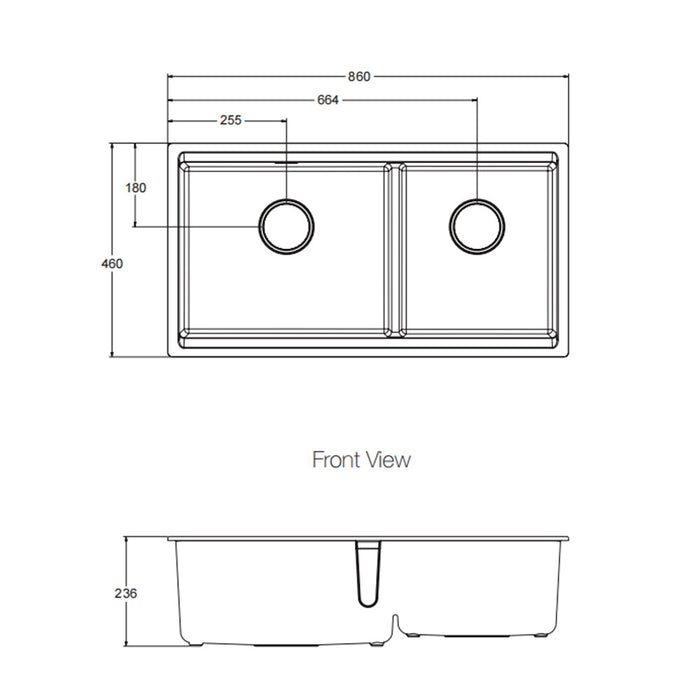 860*460*236mm Kohler Neoroc Task Matt White/Matt Black Square Double Bowls Undermount Workstation Kitchen Sink