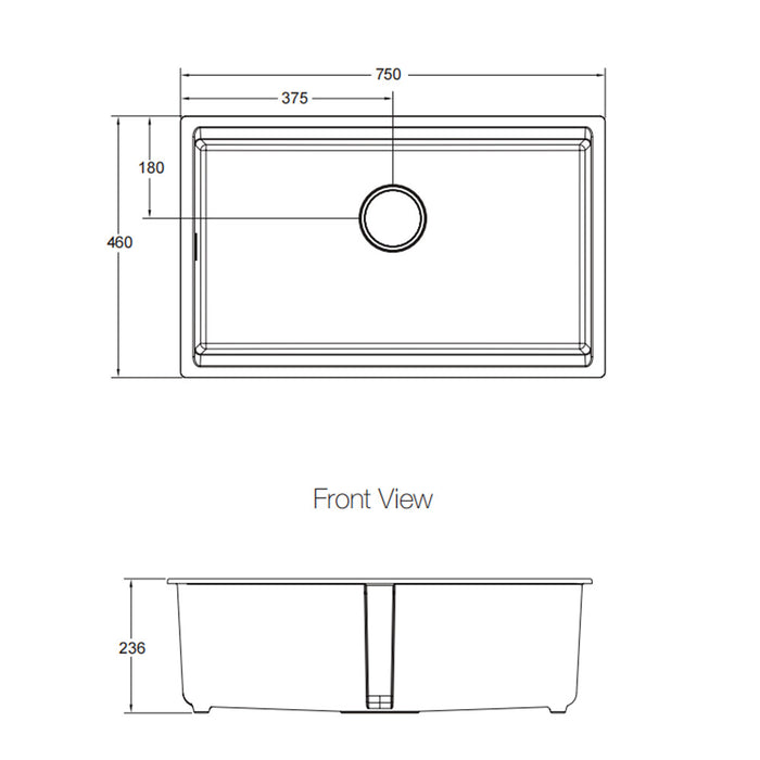 750*460*236mm Kohler Neoroc Task Matt White/Matt Black Square Single Bowl Undermount Workstation Kitchen Sink
