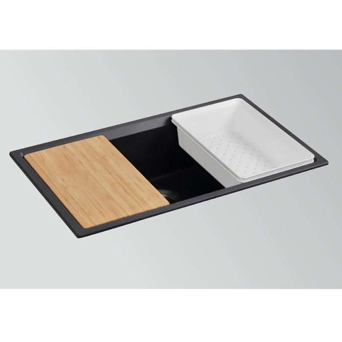 820*460*236mm Kohler Neoroc Task Matt White/Matt Black Square Single Bowl Undermount Workstation Kitchen Sink
