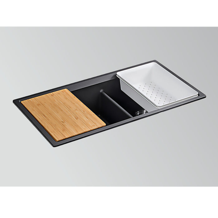 860*460*236mm Kohler Neoroc Task Matt White/Matt Black Square Double Bowls Undermount Workstation Kitchen Sink