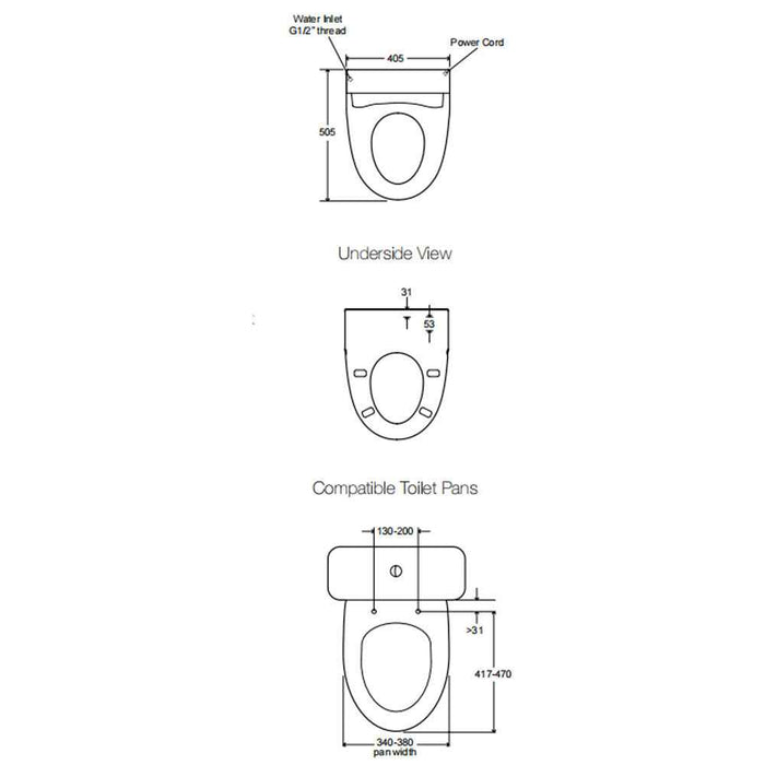 560*370*400mm Kohler Grande Ceramic Gloss White Rimless With Electronic Handheld Remote Bidet Seat Smart Toilet (Copy)