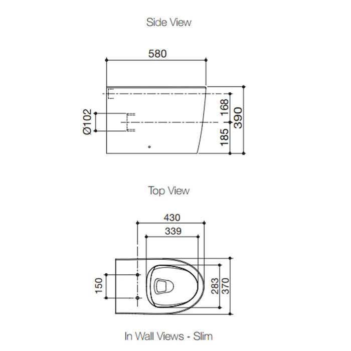 580*370*390mm Kohler Grande Ceramic Gloss White Rimless With Electronic Side Panel Bidet Seat Wall Faced Smart Toilet