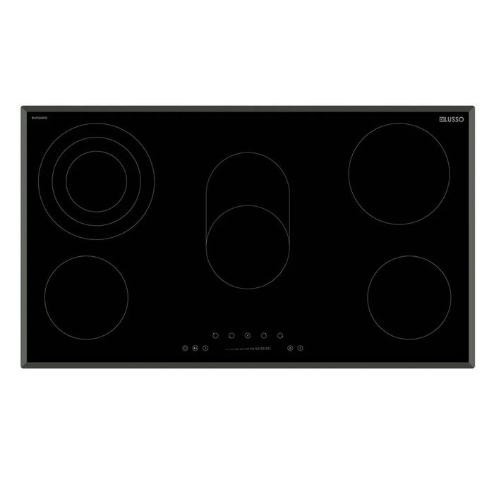 900mm Dilusso EuroKera Bevelled Edged Black Glass Touch Control Ceramic Cooktop