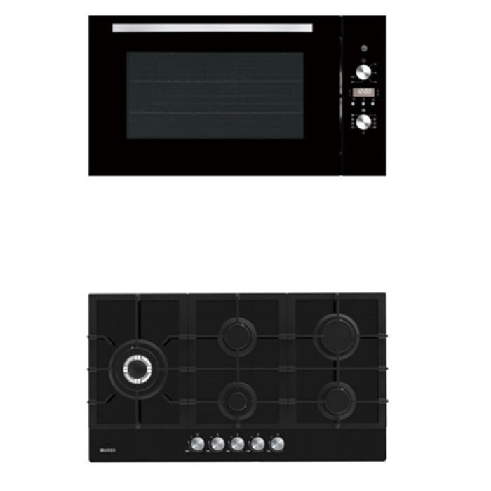 900mm DiLusso Black Cooktops and Electric Oven and Concealed Rangehood Packages