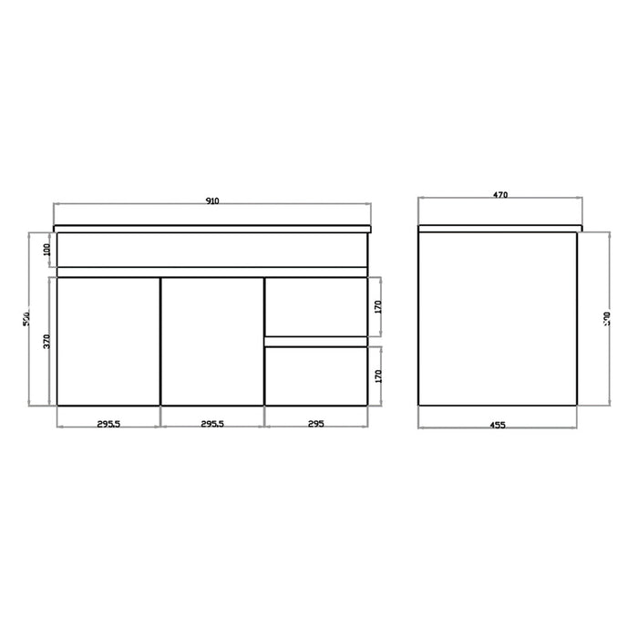600-1500*455*500mm Poseidon White Polyurethane Standard MDF Wall Hung Vanity