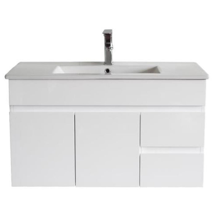 600-1500*455*500mm Poseidon White Polyurethane Standard MDF Wall Hung Vanity