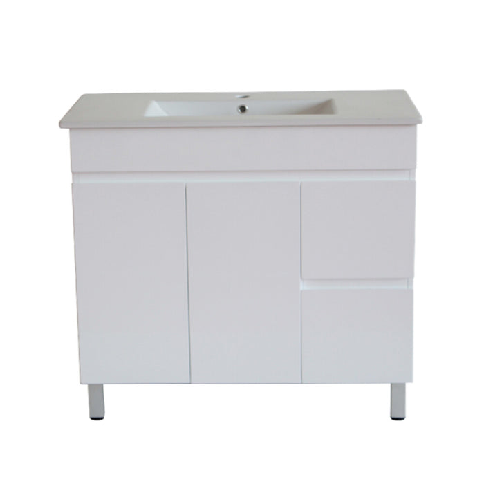 900-1500*455*710mm Poseidon White Polyurethane Standard MDF Freestanding With Kickboard Vanity