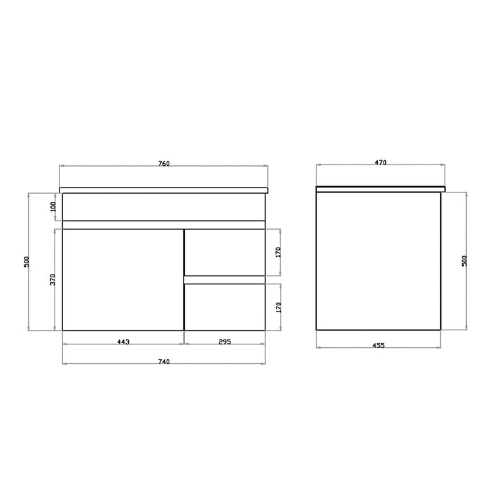 600-1500*455*500mm Poseidon White Polyurethane Standard MDF Wall Hung Vanity