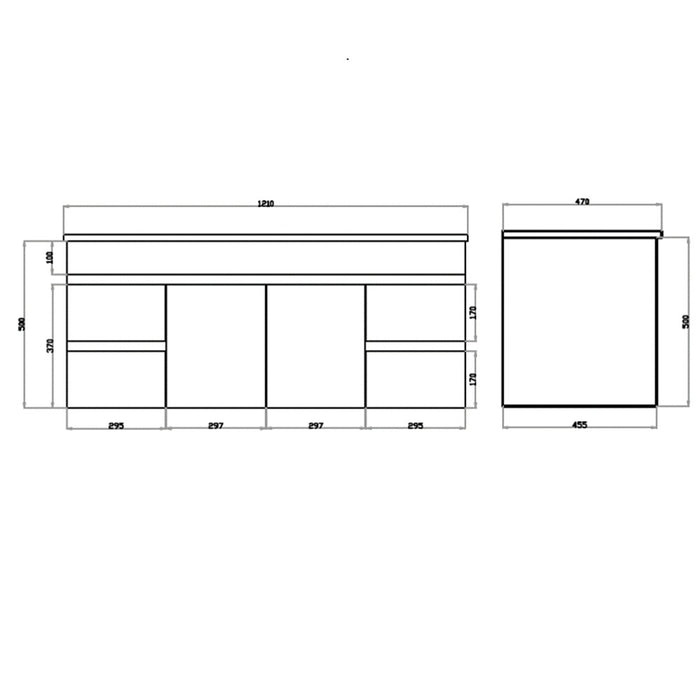 600-1500*455*500mm Poseidon White Polyurethane Standard MDF Wall Hung Vanity