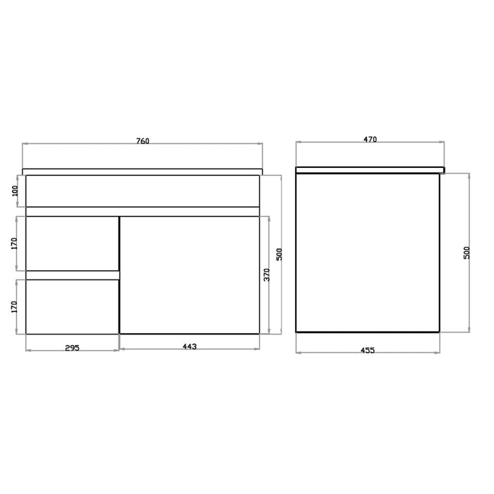600-1500*455*500mm Poseidon White Polyurethane Standard MDF Wall Hung Vanity