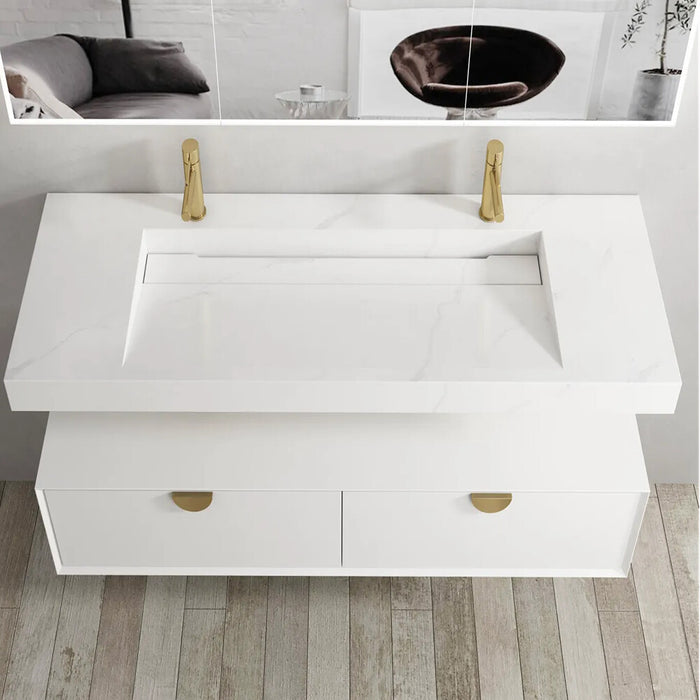600-1500*470*85mm Otti Moonlight Solid Surface Top Wall Hung Basins
