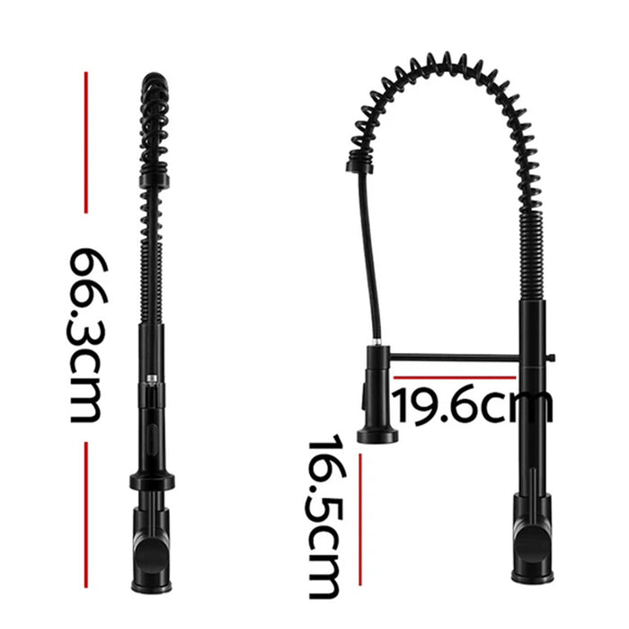 Hunter Chrome/Black Solid Brass Gooseneck Pull Down Kitchen Mixer Tapware